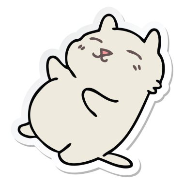 ilginç bir el etiket karikatür kedi çizilmiş