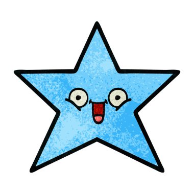 Retro grunge doku çizgi film yıldız balık