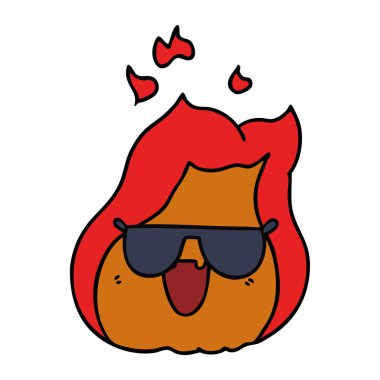 çizgi film kawaii alevler içinde tonları