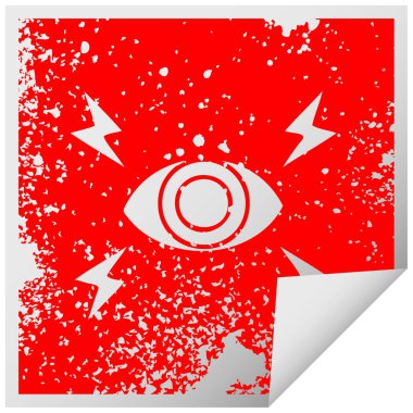 sıkıntılı kare etiketi simgesi mistik göz peeling