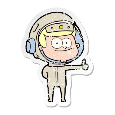 mutlu astronot karikatür sıkıntılı etiket