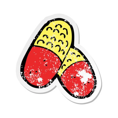 bir çizgi film tıbbi ilaç Retro sıkıntılı etiket