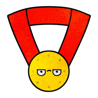 Retro grunge doku karikatür altın madalya