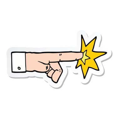 etiket el işaret eden bir karikatür