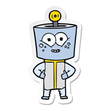 bir mutlu karikatür robot Sticker
