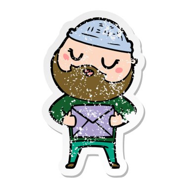 sakallı bir karikatür insanın sıkıntılı etiket