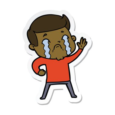 ağlayan bir çizgi film adamın etiket