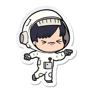 bir çizgi film astronot kadının etiket