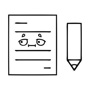 bir test kağıt çizim karikatür