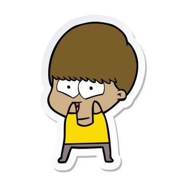 etiket bir karikatür mutlu çocuk