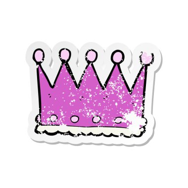 Retro etiket bir karikatür taç sıkıntılı.