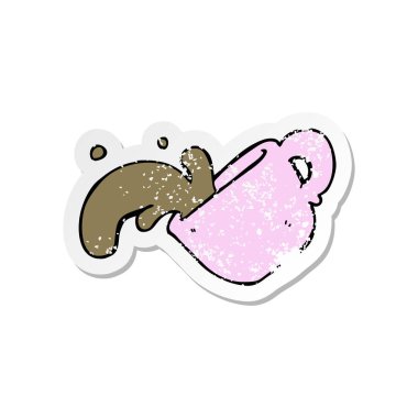 bir çizgi film dökülmüş Retro sıkıntılı Sticker kahve