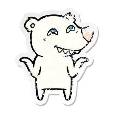 diş gösteren bir çizgi film kutup ayısı sıkıntılı etiket