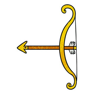 dokulu karikatür doodle bir yay ve ok