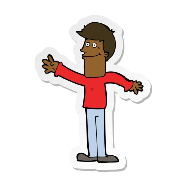 etiket sallayarak mutlu bir çizgi film adamın