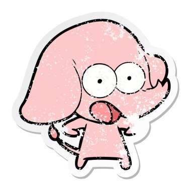 sevimli çizgi fil sıkıntılı etiket