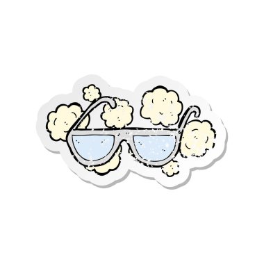 bir çizgi film gözlük Retro sıkıntılı etiket