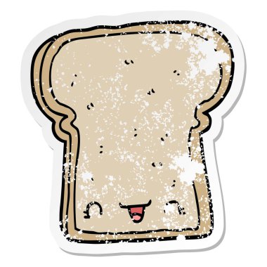 sevimli çizgi dilim ekmek sıkıntılı etiket