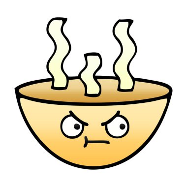 bir kase sıcak çorba degrade gölgeli karikatür