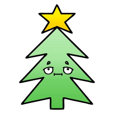 Degrade gölgeli karikatür Noel ağacı