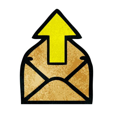 Retro grunge doku karikatür zarf oklu