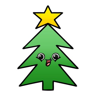 bir Noel ağacı degrade gölgeli karikatür