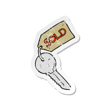 çizgi film yeni bir ev anahtar Retro sıkıntılı etiket