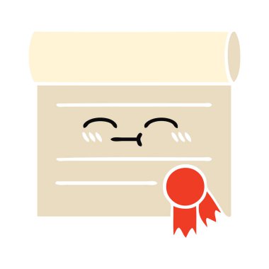 düz renk retro karikatür sertifika