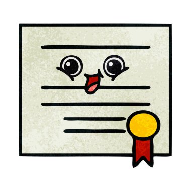 Retro grunge doku karikatür mezuniyet diploma