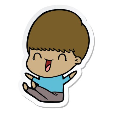 bir mutlu çizgi film çocuk etiket