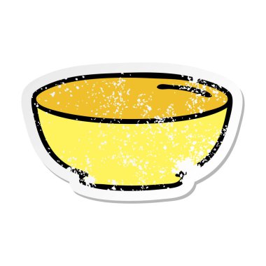 ilginç bir el sıkıntılı etiket karikatür kase çizilmiş