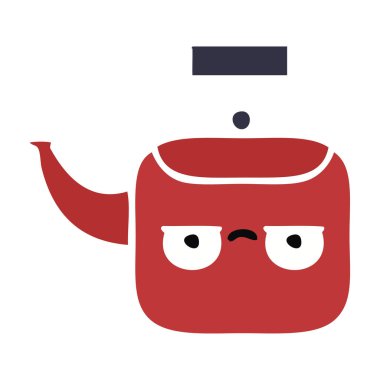 düz renk retro çizgi film su ısıtıcısı