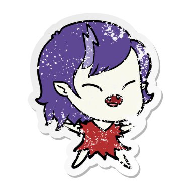 bir çizgi film gülen vampir kızın sıkıntılı etiket