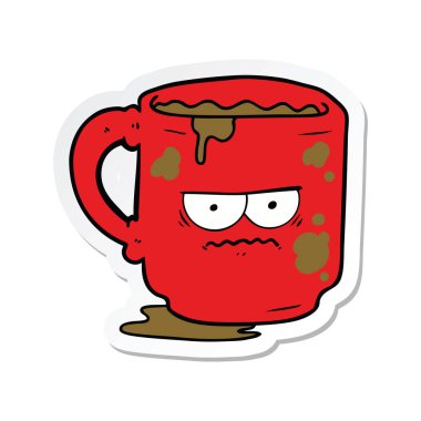 bir çizgi film kirli office kupa etiket