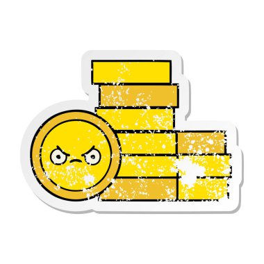 sevimli çizgi sıkıntılı etiket paralar