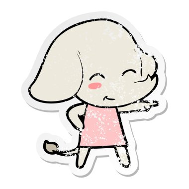 sevimli çizgi fil sıkıntılı etiket