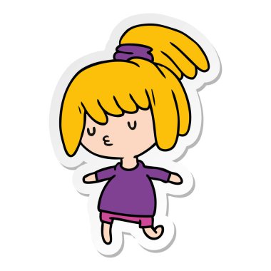 etiket karikatür bir şirin kawaii kız