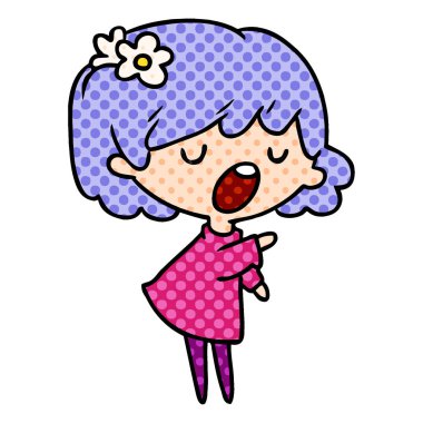 bir şirin kawaii kız çizgi film gösterimi