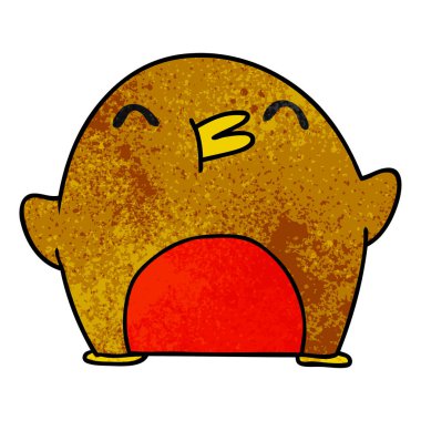 serbest el çekilmiş dokulu karikatür şirin kawaii kırmızı robin 