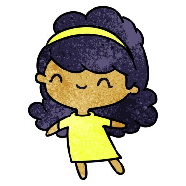 dokulu çizgi film illüstrasyon kawaii kız baş grubu ile