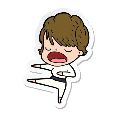 etiket konuşuyor karikatür kadın