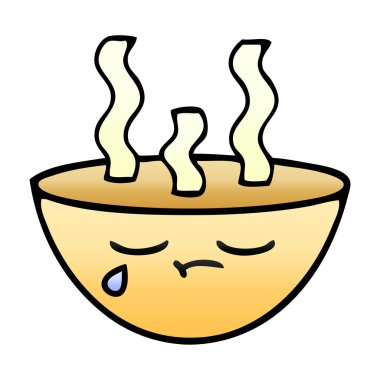 bir kase sıcak çorba degrade gölgeli karikatür