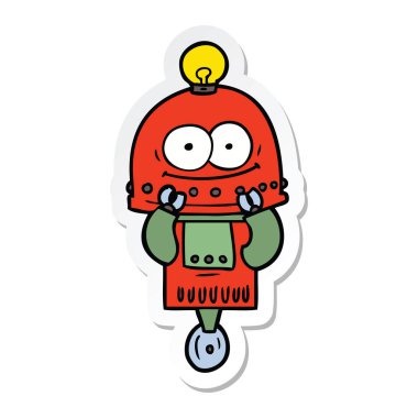 ampul ile mutlu karton robot Sticker