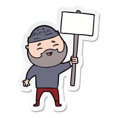 etiket karikatür mutlu bir sakallı adamın