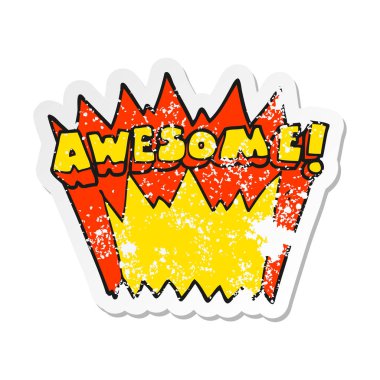 bir çizgi film harika word'ün Retro sıkıntılı etiket