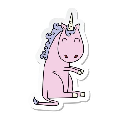 ilginç bir el etiket çizgi film tek boynuzlu at çizilmiş