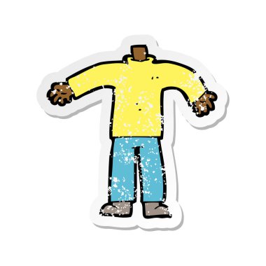 bir çizgi film erkek vücudunun Retro sıkıntılı etiket