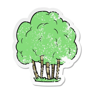 bir çizgi film ağacının sıkıntılı etiket