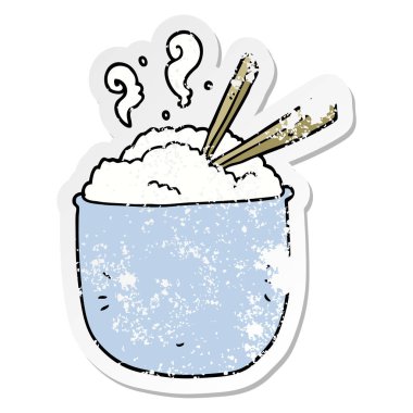 bir çizgi film kase pirinç sıkıntılı etiket