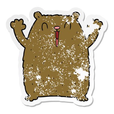 mutlu karikatür ayı sıkıntılı etiket